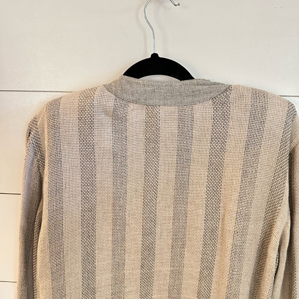 VTG MZM Sport M striped flax linen lagonlook bohemian Y2K 90's vest and jacket - Picture 11 of 16